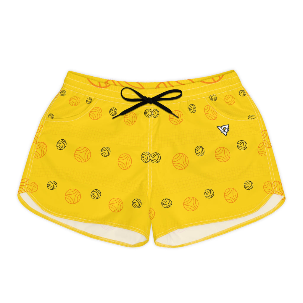 Volleyball Neon Citrus Spike Panel Women's Athletic Shorts with Pockets