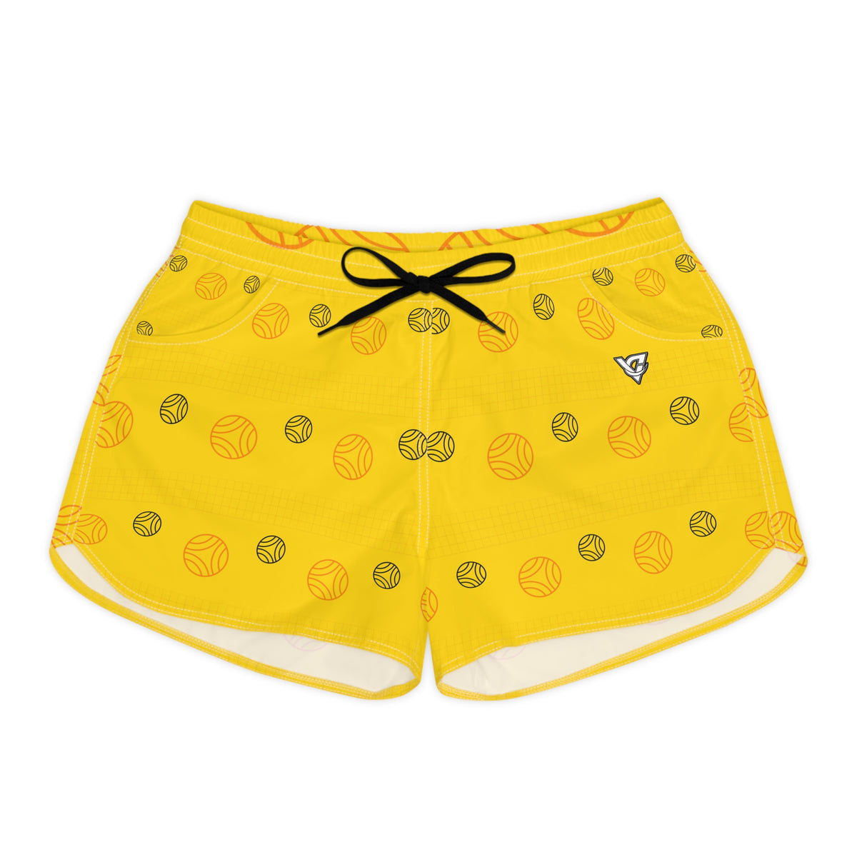Volleyball Neon Citrus Spike Panel Women's Athletic Shorts with Pockets