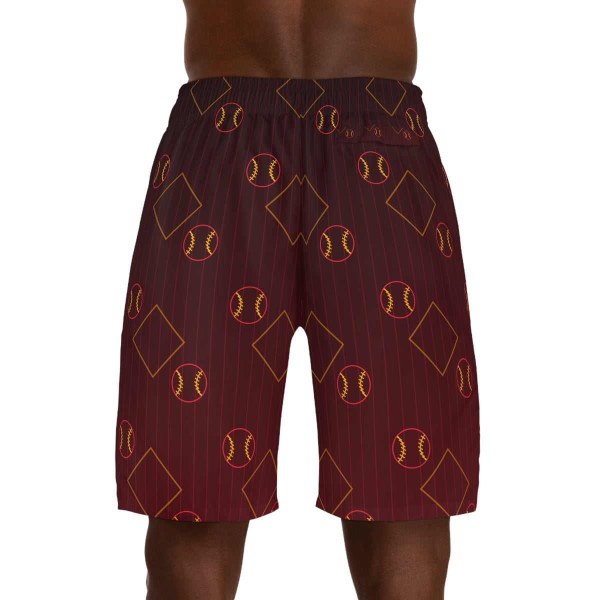 Baseball & Softball Crimson Blaze Diamond Stitch Men's Athletic Shorts with Pockets
