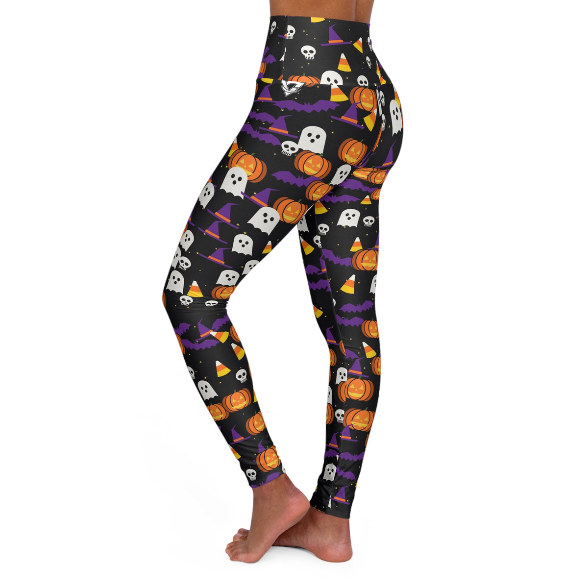 Halloween Midnight Pumpkin Spooky Mix High-Waisted Yoga Leggings (AOP)