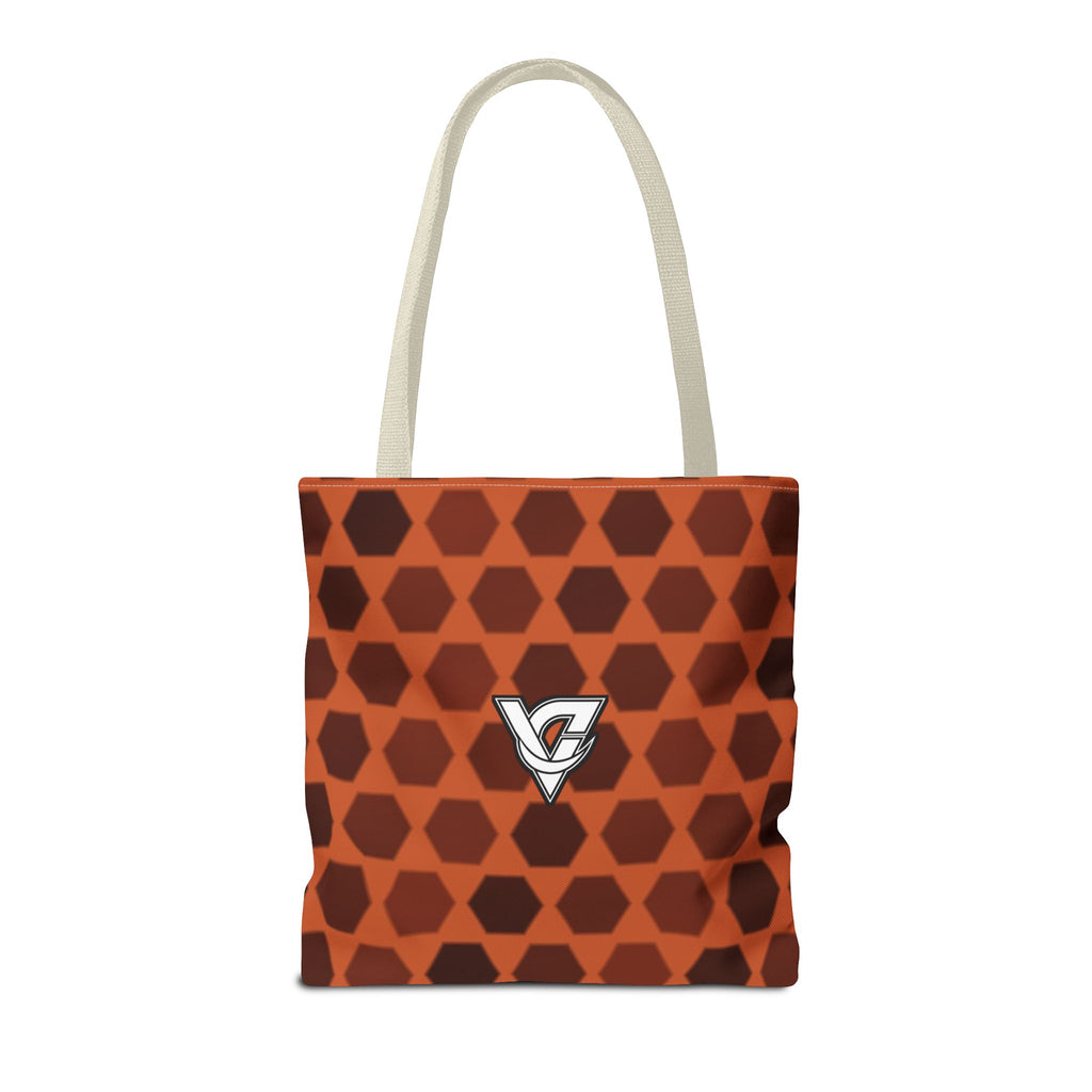 Auburn Hex Grid Tote Bag — All-Over Print Gym & Everyday Tote