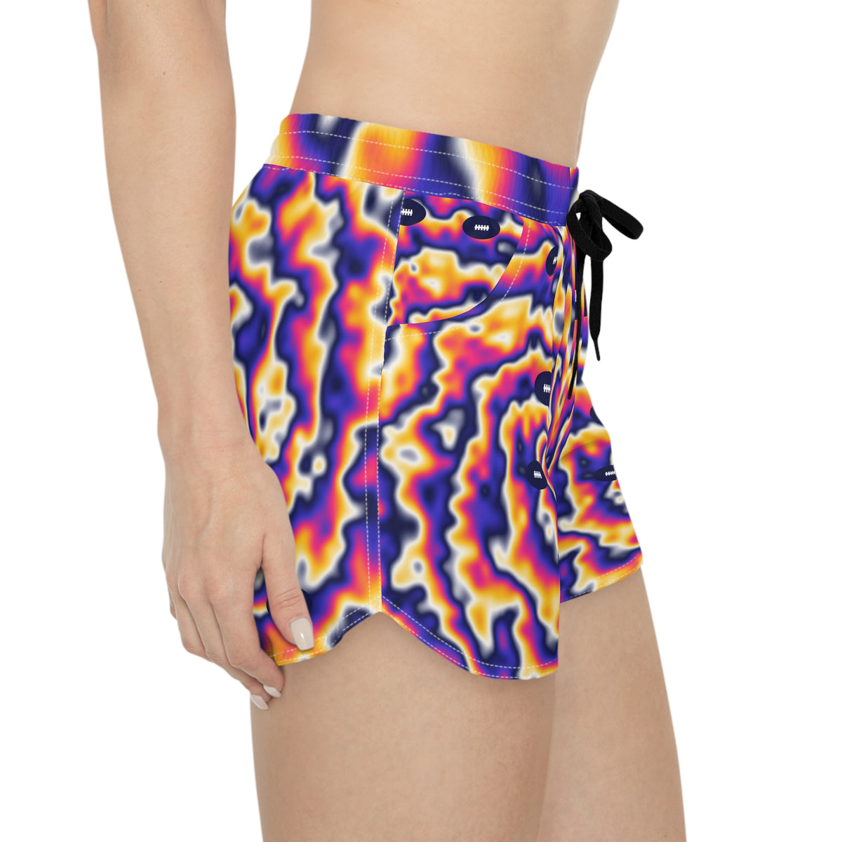 Football Royal Flame Tie-Dye Spin Women's Athletic Shorts with Pockets