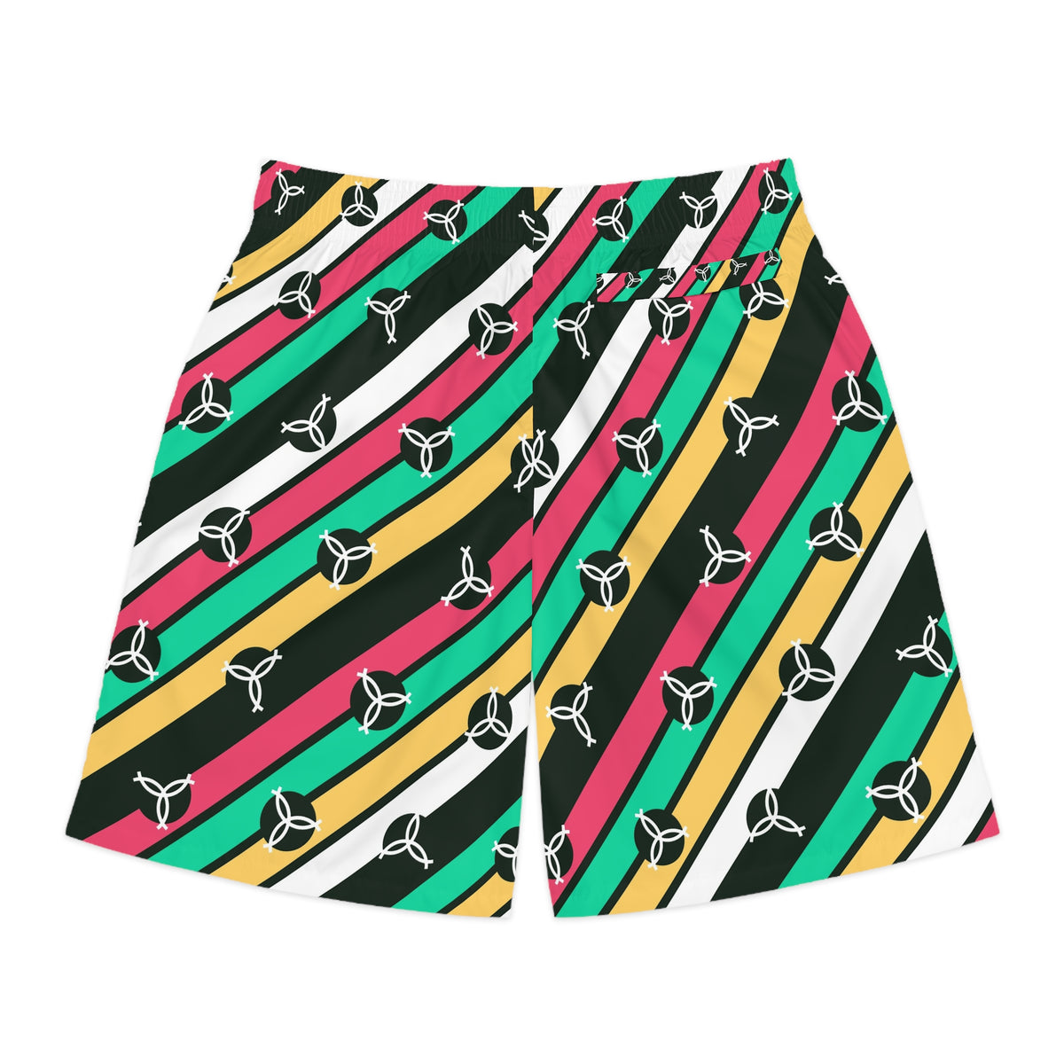 Volleyball Watermelon Stripe Surge Men's Athletic Shorts with Pockets