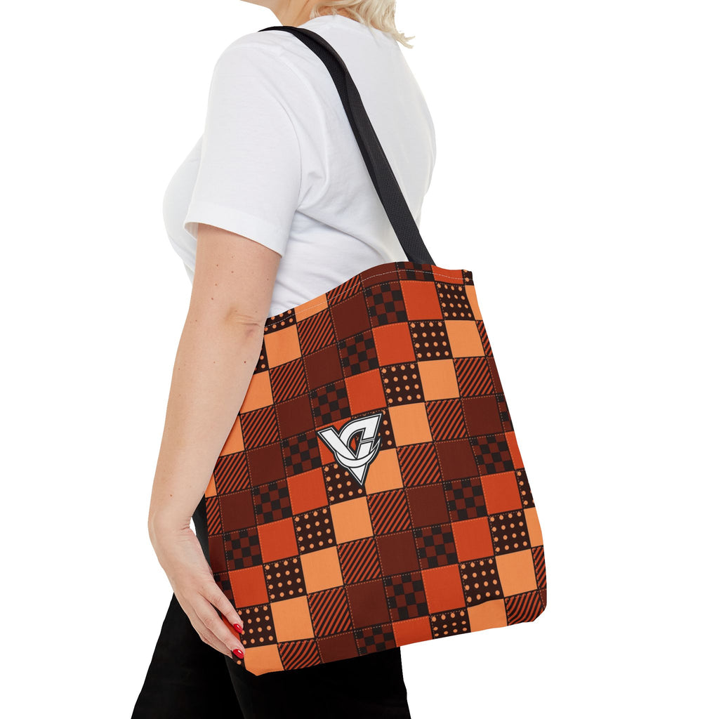 Rust Patchwork Tote Bag — All-Over Print Gym & Everyday Tote