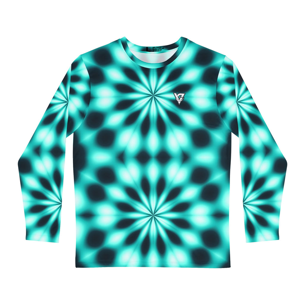 Teal Kaleidoscope Men's Long Sleeve Athletic Shirt
