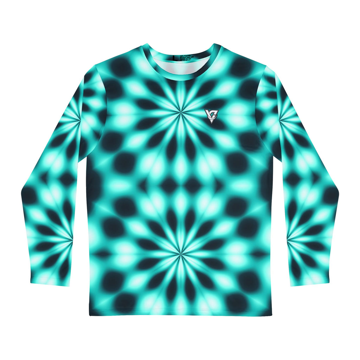 Teal Kaleidoscope Men's Long Sleeve Athletic Shirt