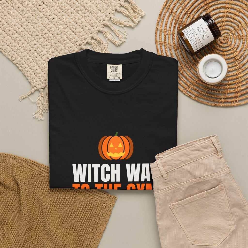 Witch Way To The Gym | Women's Halloween Garment-Dyed Graphic Tee