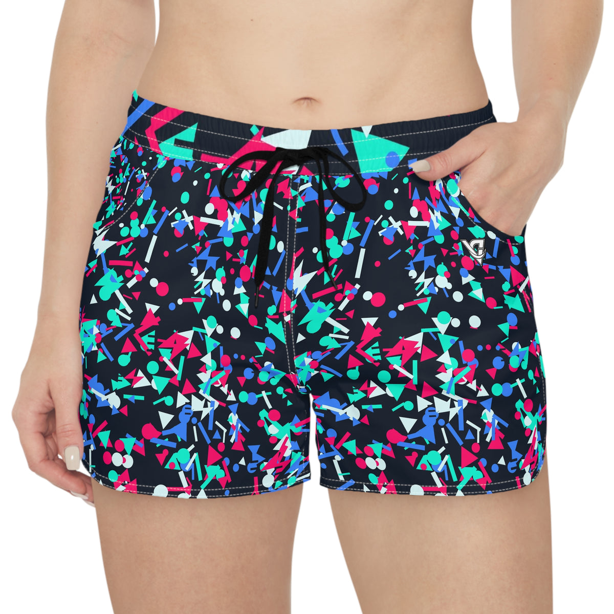 Running Arctic Neon Confetti Pop Women's Athletic Shorts with Pockets