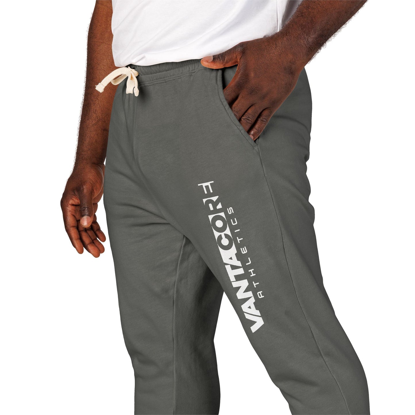Copy of Vertical 'VANTOCOL?' Graphic Sweatpants — Garment-Dyed Fleece Joggers