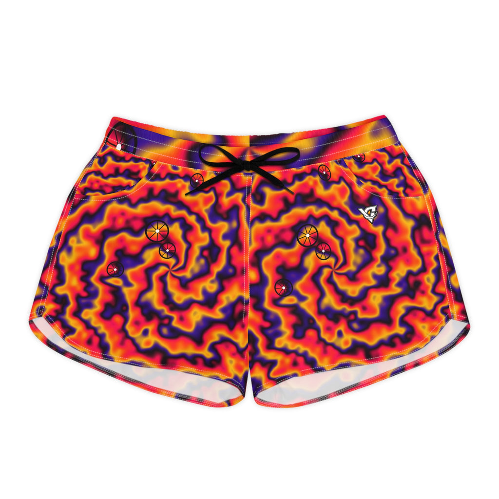 Cycling Hot Lava Tie-Dye Spin Women's Athletic Shorts with Pockets