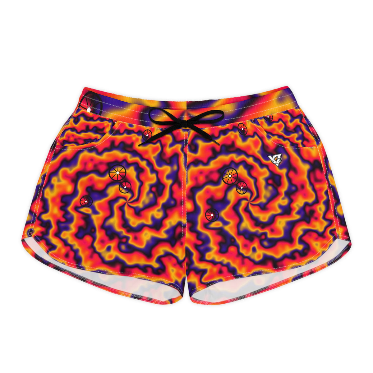 Cycling Hot Lava Tie-Dye Spin Women's Athletic Shorts with Pockets
