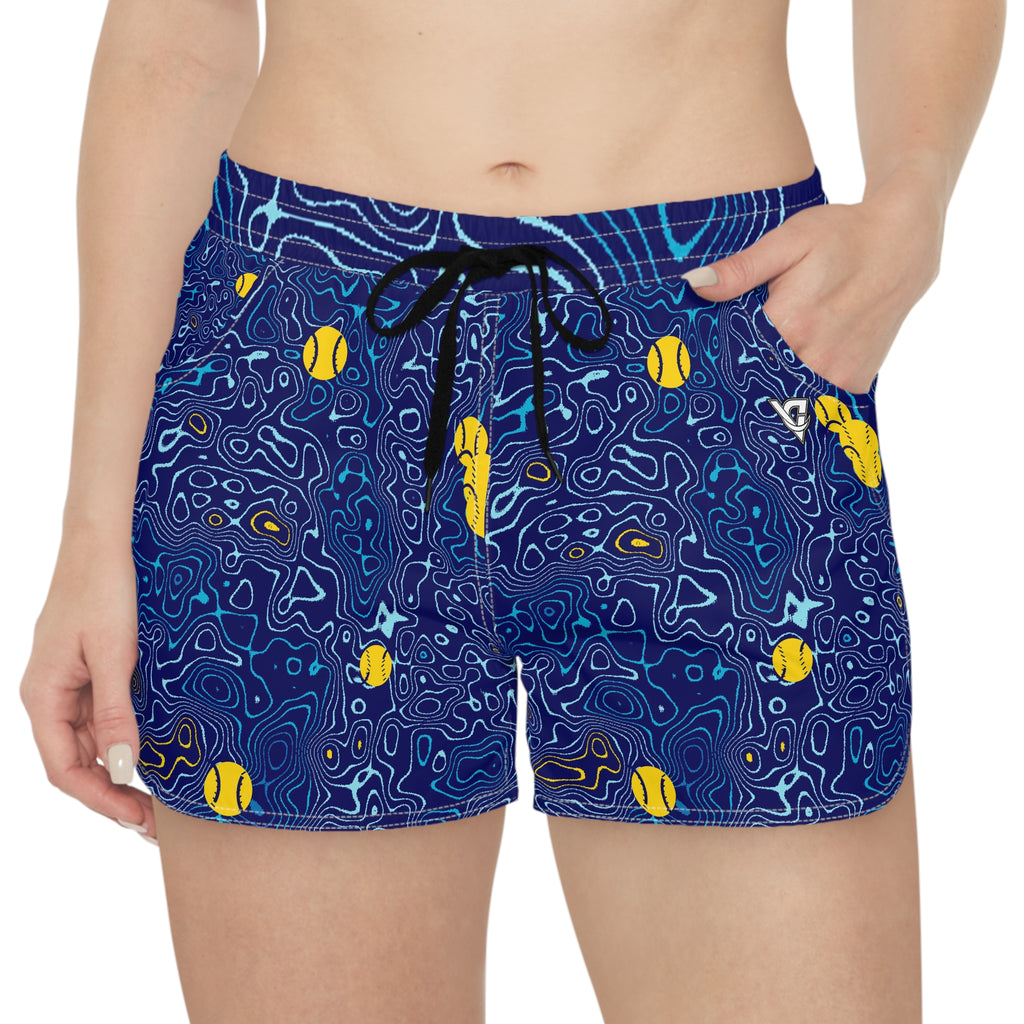 Baseball & Softball Cobalt Spark Topo Trail Women's Athletic Shorts with Pockets