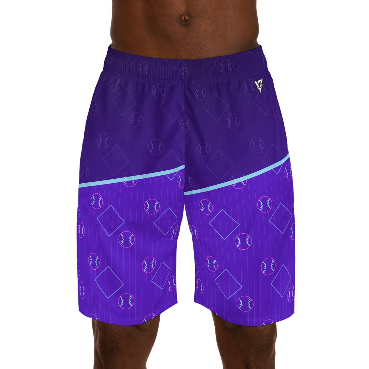 Baseball & Softball Ultra Violet Diamond Stitch Men's Athletic Shorts with Pockets