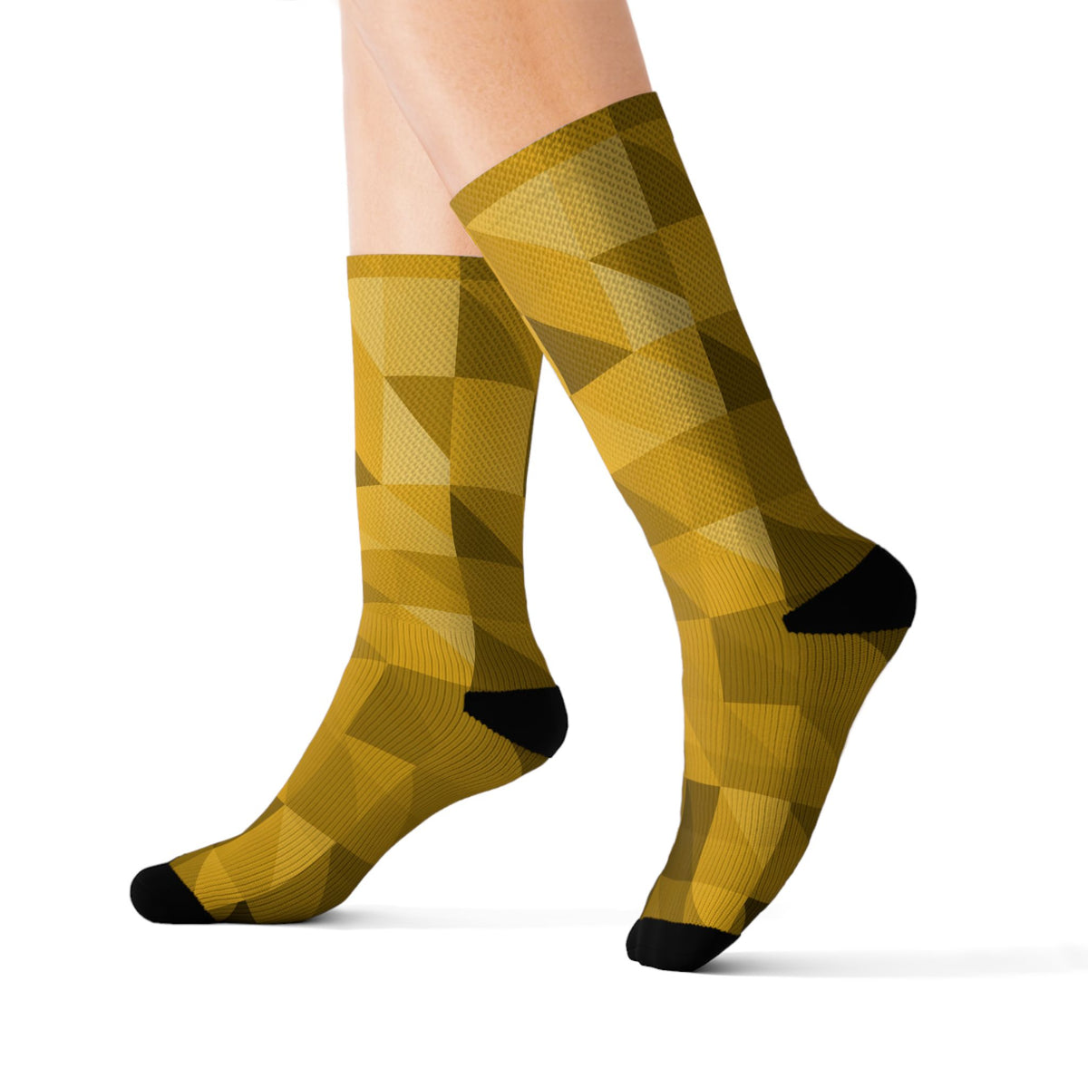 Mustard Low-Poly Athletic Crew Socks
