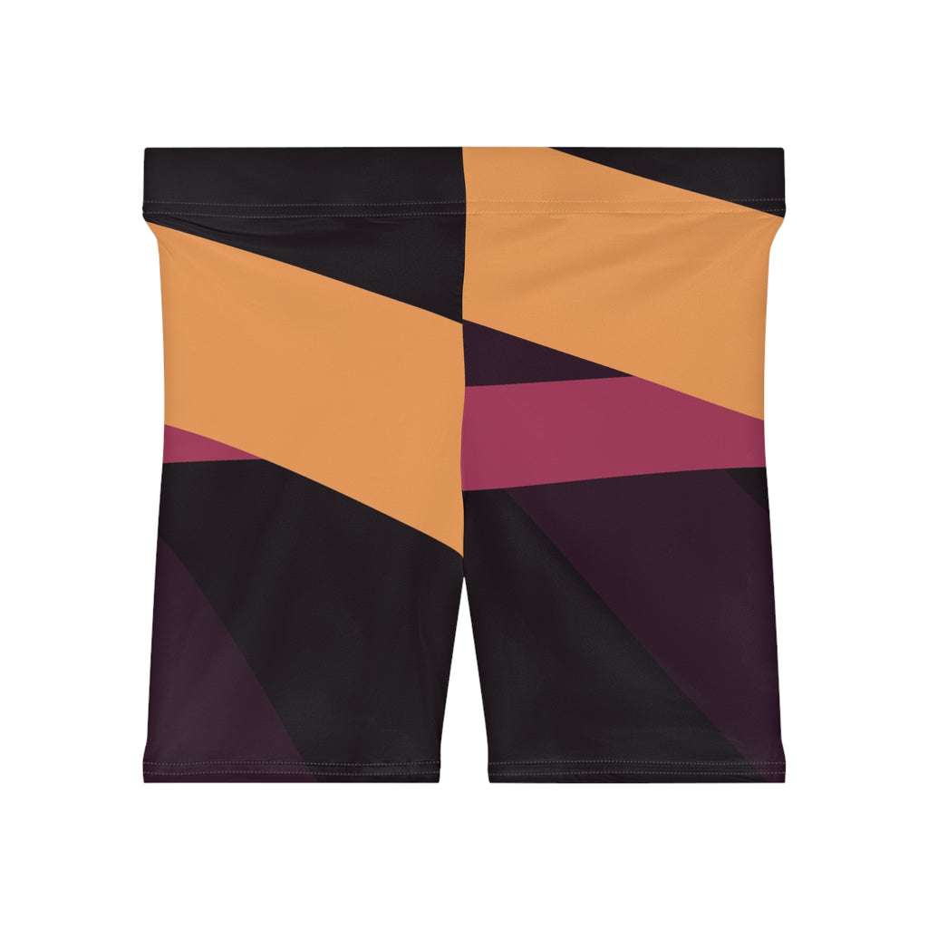 Plum Spice Shard Women's Biker Shorts — High-Waist Workout Shorts