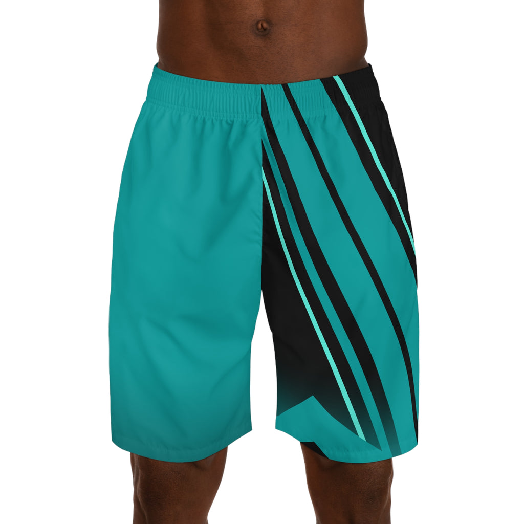 Men's Teal & Black Running Jogger Shorts with Pockets — Athletic Performance