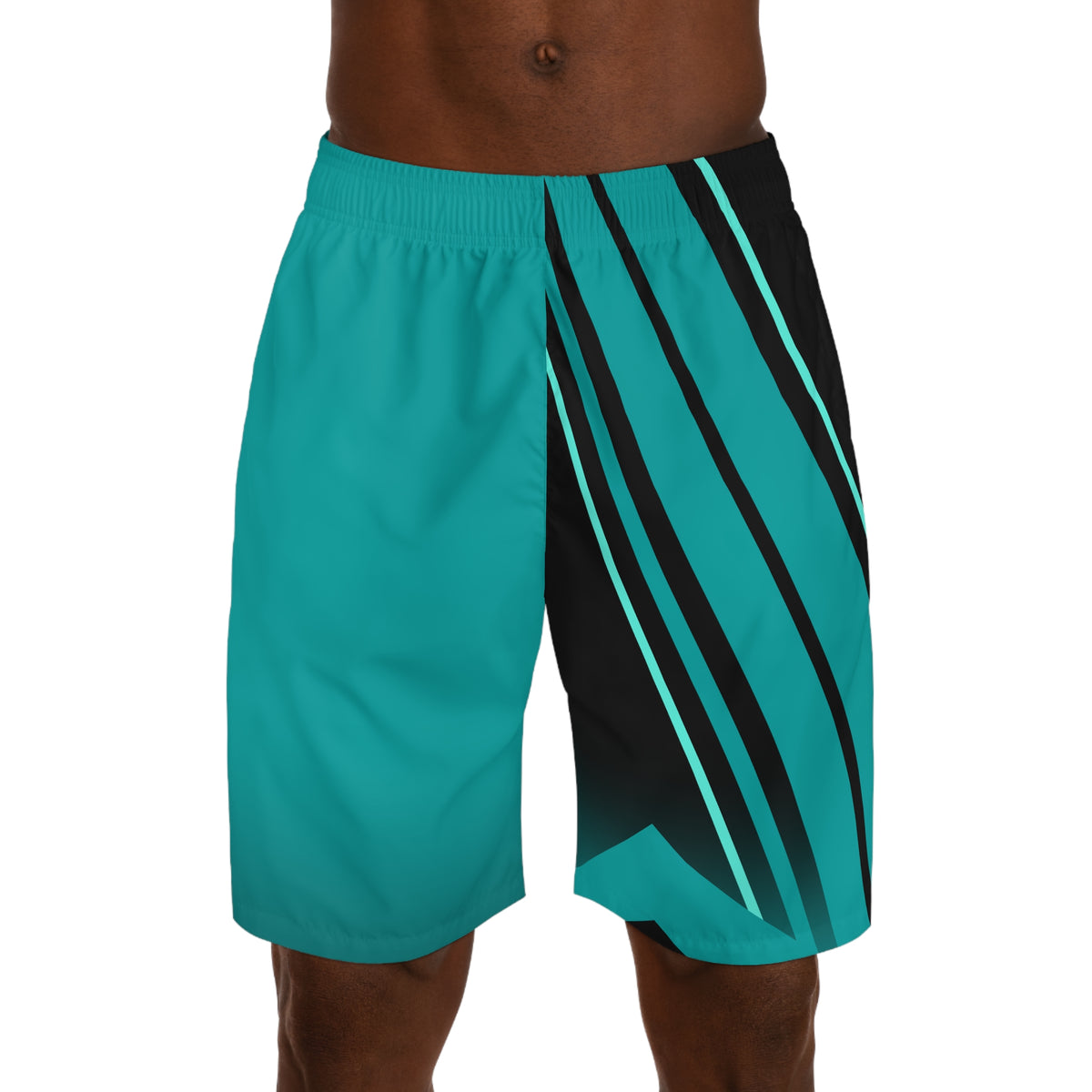 Men's Teal & Black Running Jogger Shorts with Pockets — Athletic Performance