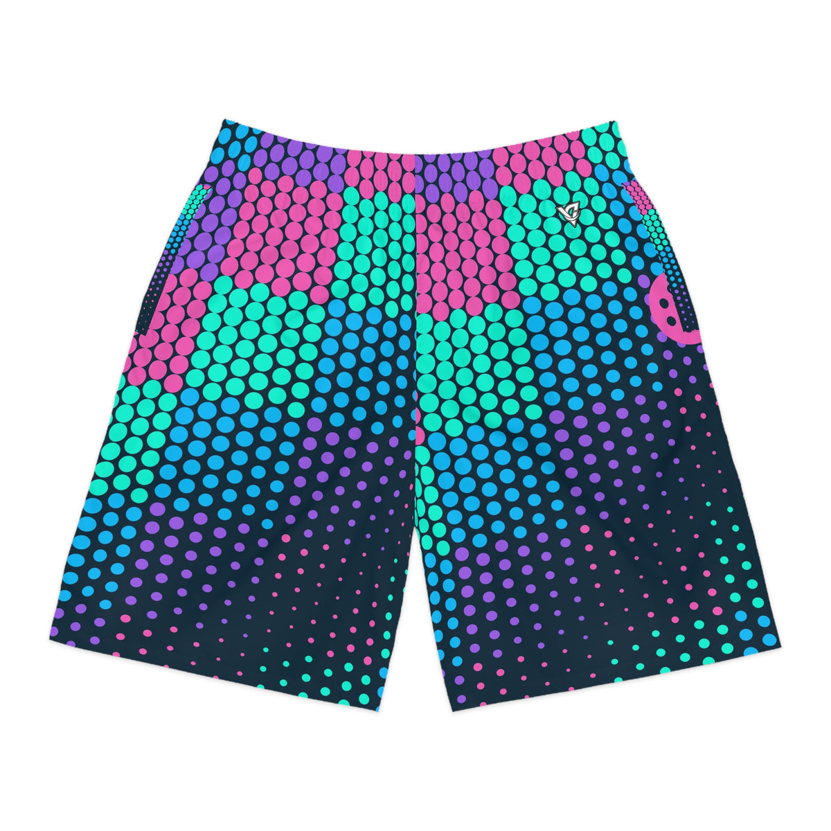 Pickleball Neon Lagoon Halftone Pulse Men's Athletic Shorts with Pockets