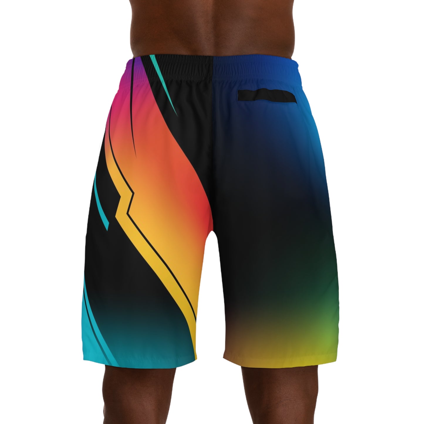 Men's Abstract Neon Stripe Jogger Shorts — Gradient Surf Athletic Shorts