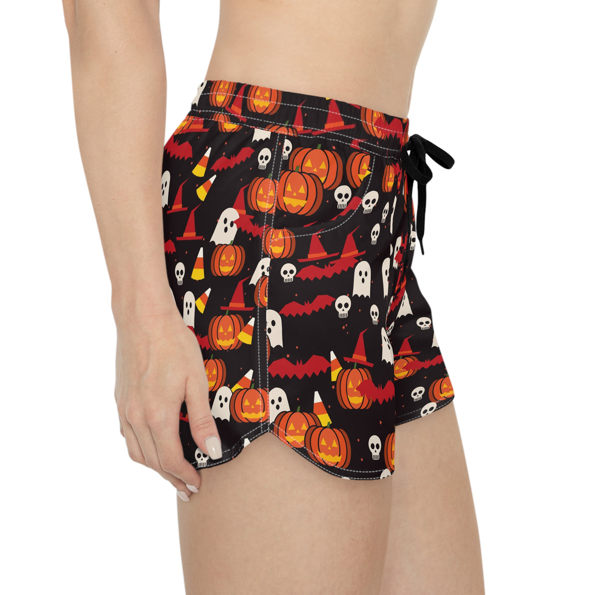 Women's Multipurpose Athletic Shorts with Pockets | Halloween Blood Moon Spooky Mix