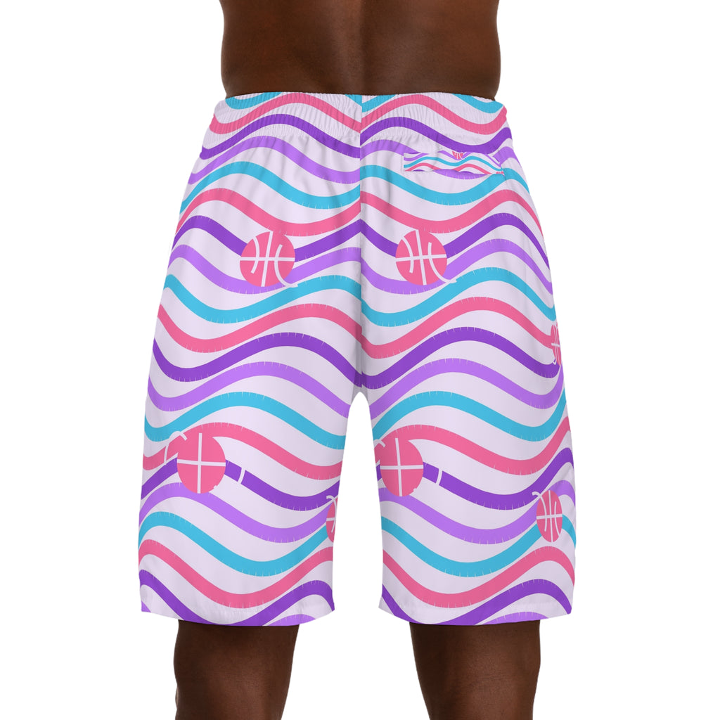 Basketball Lilac Wave Wave Rider Men's Athletic Shorts with Pockets