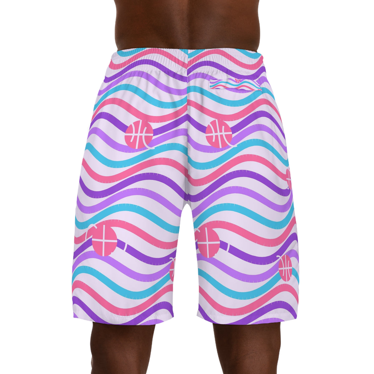 Basketball Lilac Wave Wave Rider Men's Athletic Shorts with Pockets