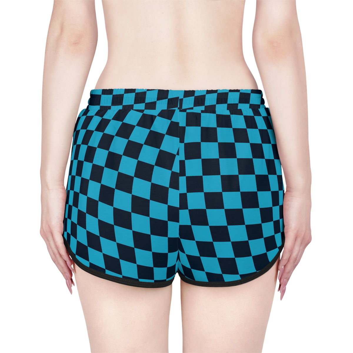 Women's Ocean Warp Check Relaxed Shorts — All-Over Print Running & Workout Shorts