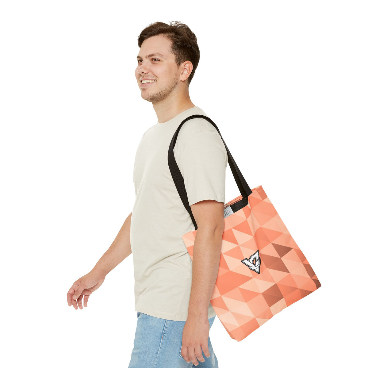Peach Low-Poly Tote Bag — All-Over Print Gym & Everyday Tote