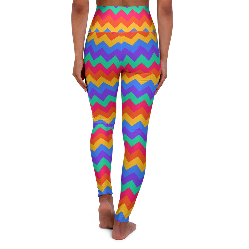 Neon Zigzag High-Waisted Yoga Leggings