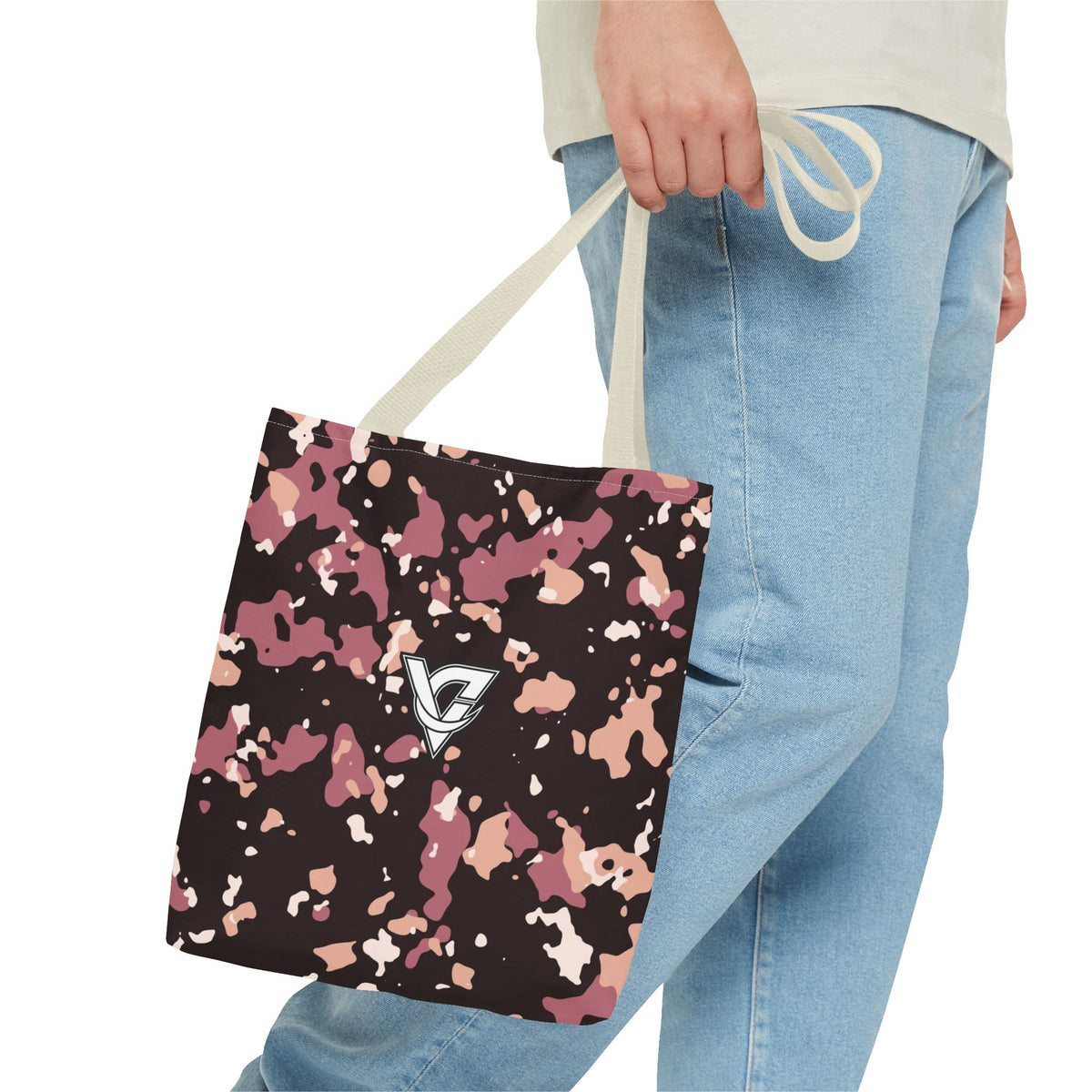Rose Gold Splatter Tote Bag — All-Over Print Gym & Everyday Tote