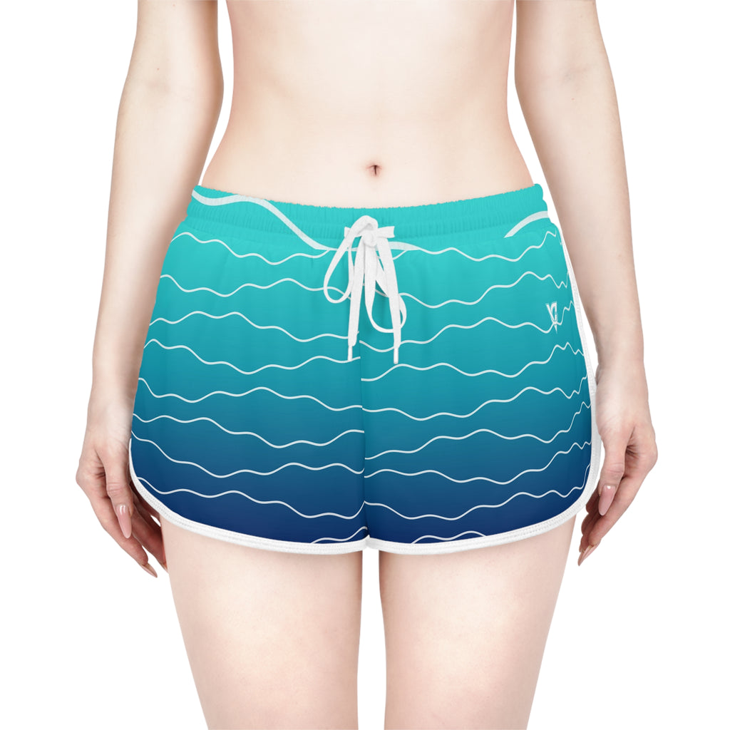 Women's Ocean Ombre Relaxed Shorts – Colorful All-Over Print Running & Workout Shorts