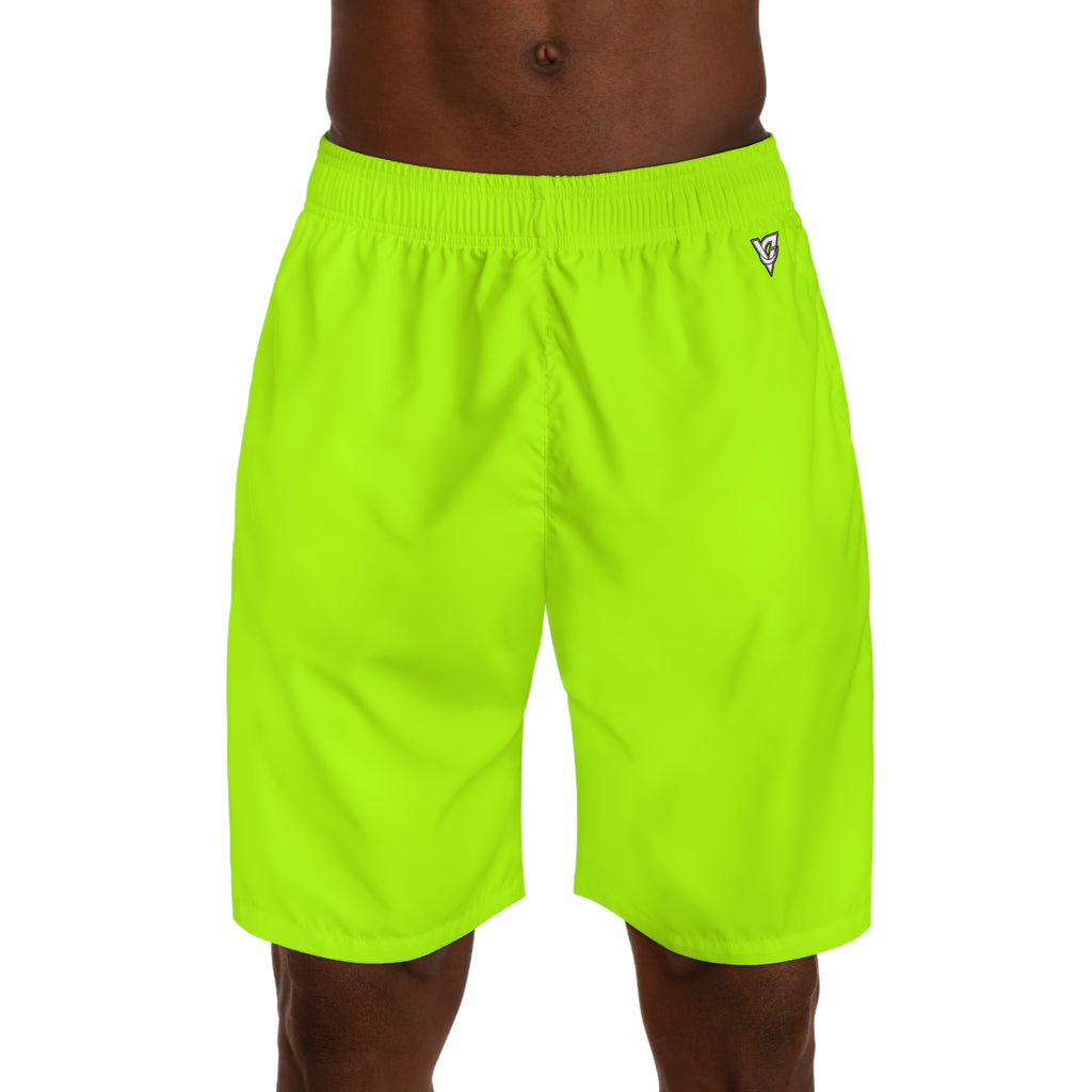 Vantacore Solid Lime Green Men's Athletic Shorts with Pockets