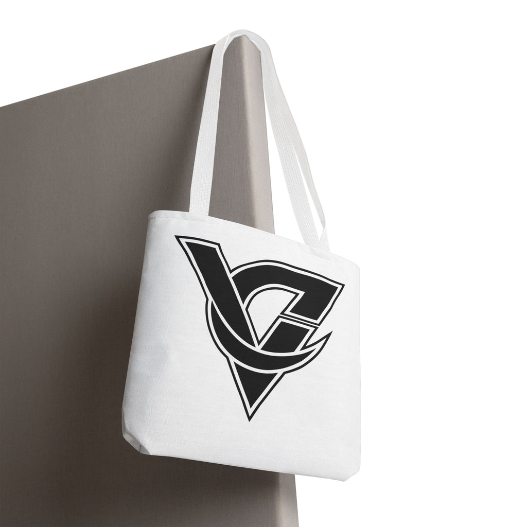 Monogram V Triangle Tote Bag – Bold Black Logo All-Over Print
