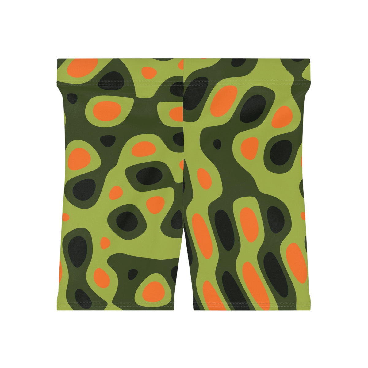 Moss Flame Ripple Women's Biker Shorts — High-Waist Workout Shorts