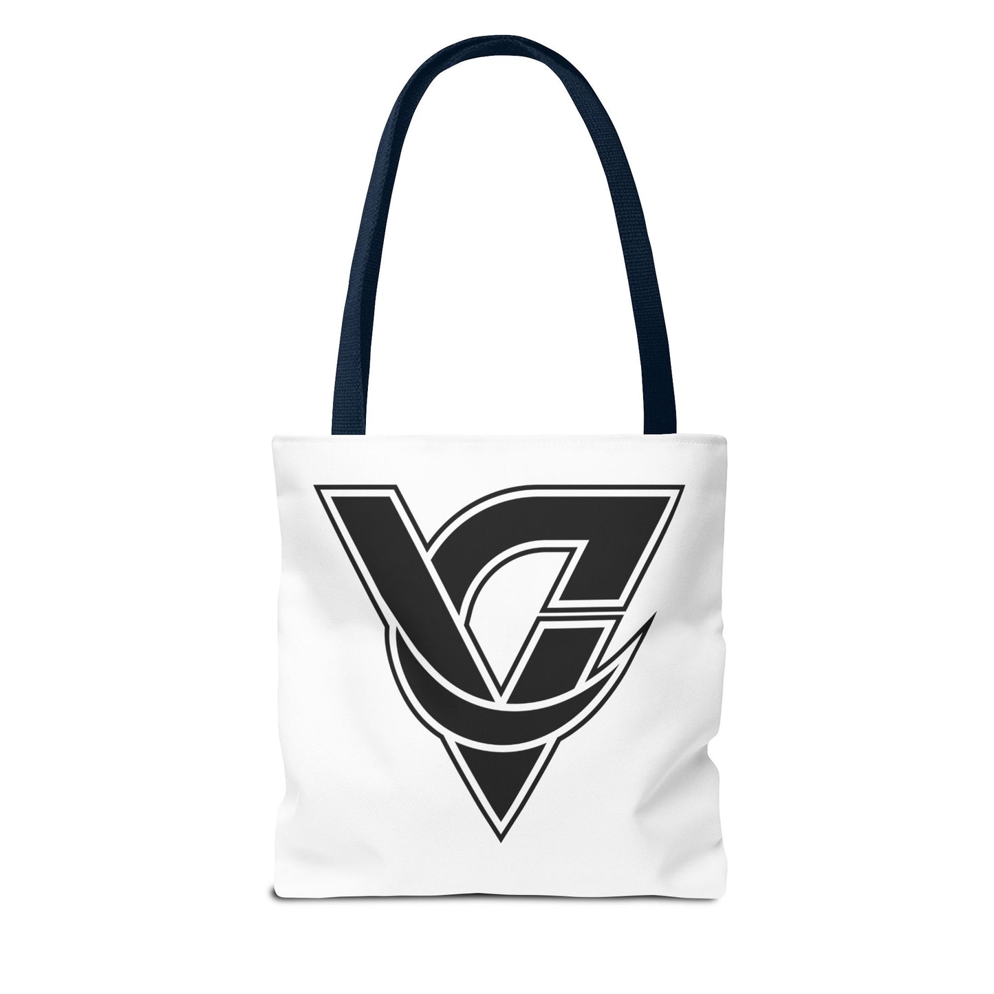 Monogram V Triangle Tote Bag – Bold Black Logo All-Over Print