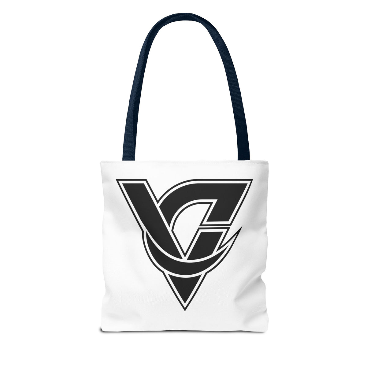 Monogram V Triangle Tote Bag – Bold Black Logo All-Over Print