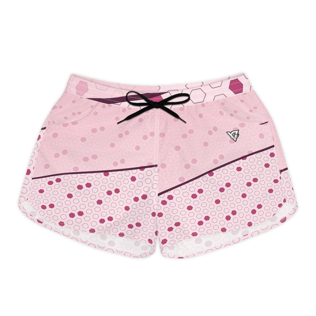 Soccer Blush Rose Hex Pitch Women's Athletic Shorts with Pockets