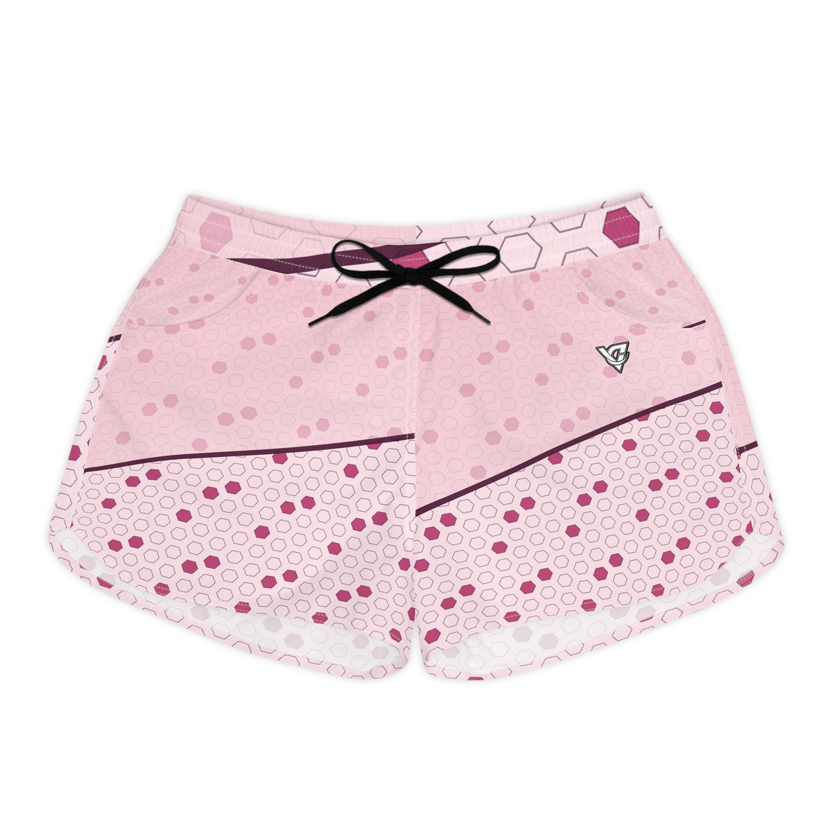 Soccer Blush Rose Hex Pitch Women's Athletic Shorts with Pockets