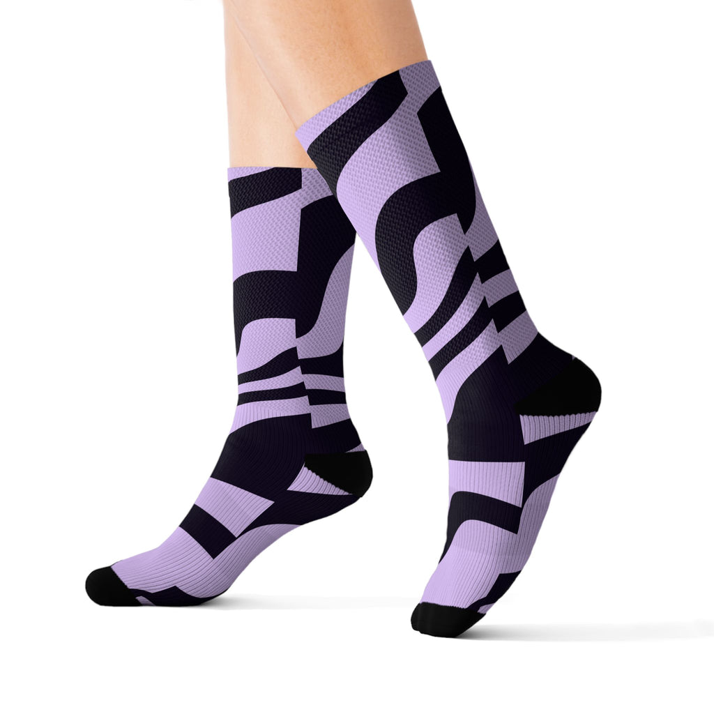 Grape Zebra Athletic Crew Socks