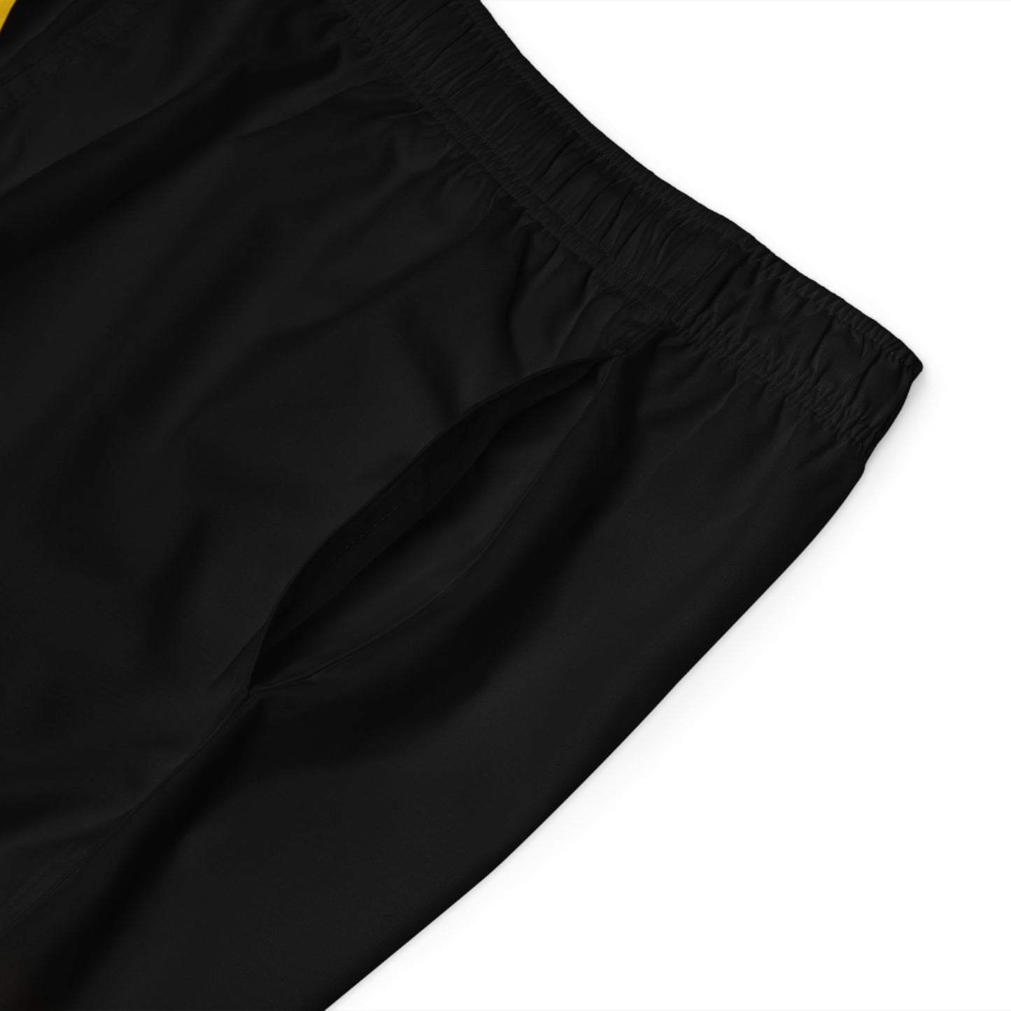 Yellow & Black Geometric Board Shorts — Men's Athletic Swim Trunks