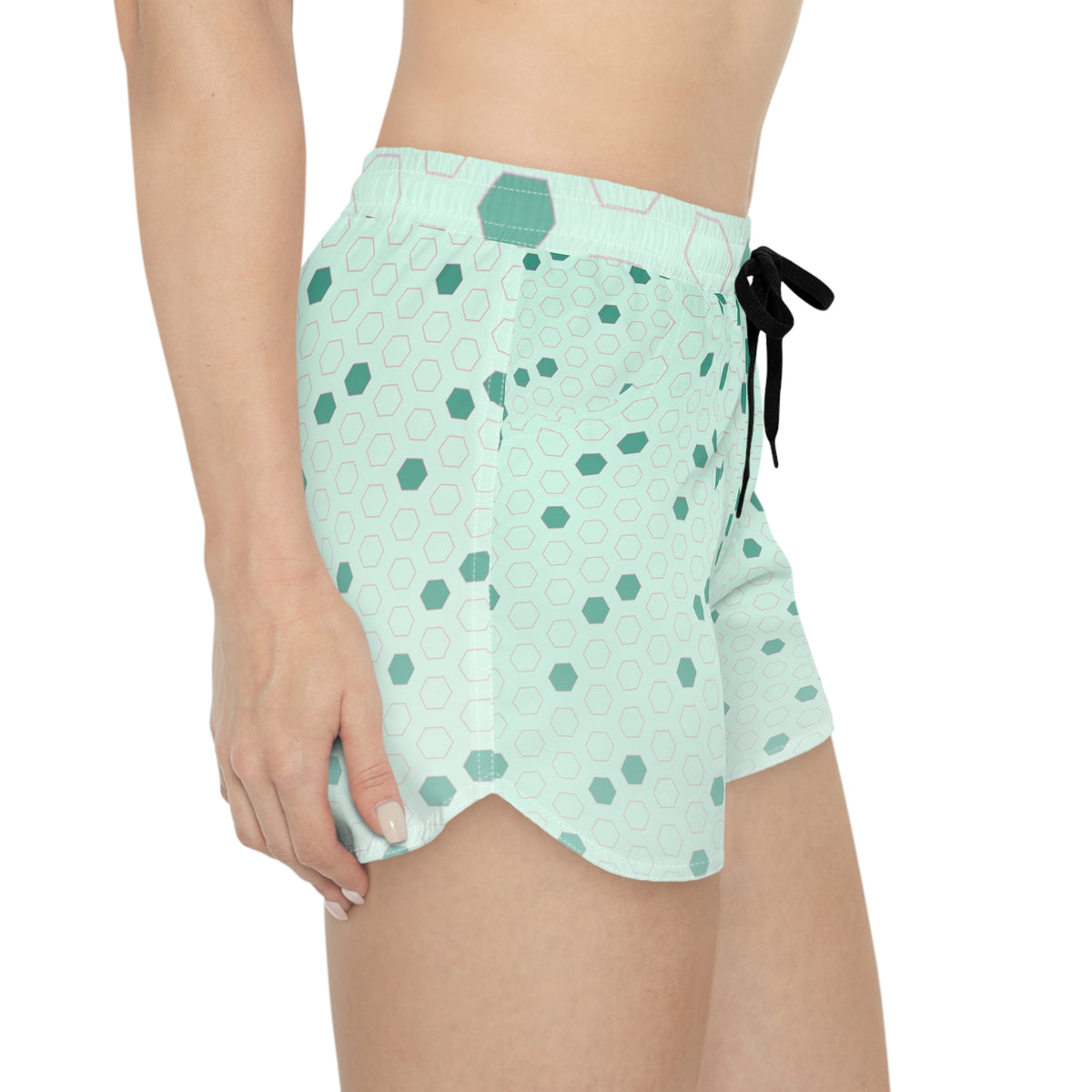 Soccer Mint Glow Hex Pitch Women's Athletic Shorts with Pockets
