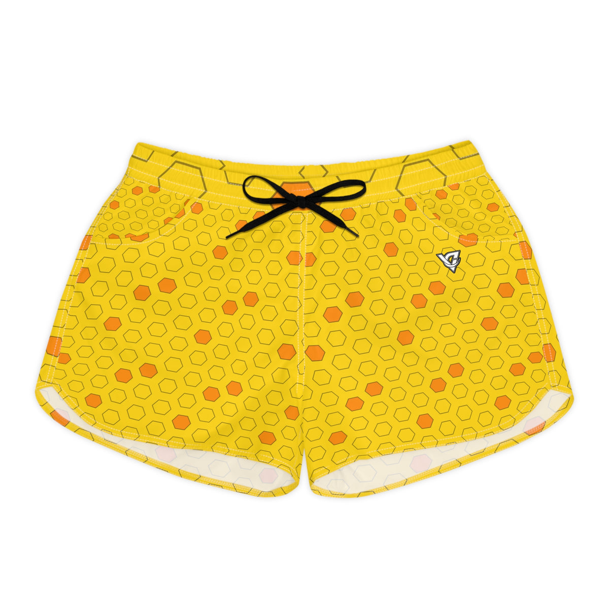 Soccer Neon Citrus Hex Pitch Women's Athletic Shorts with Pockets