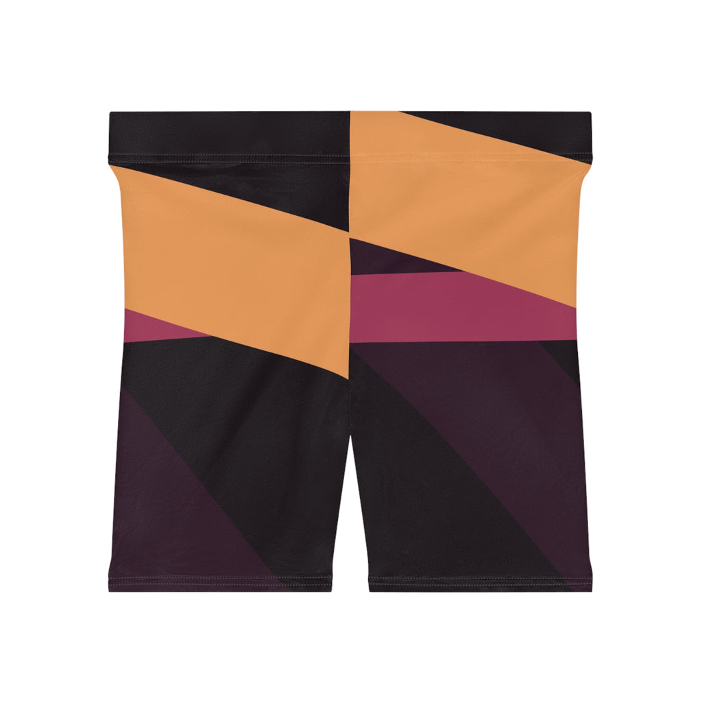 Plum Spice Shard Women's Biker Shorts — High-Waist Workout Shorts