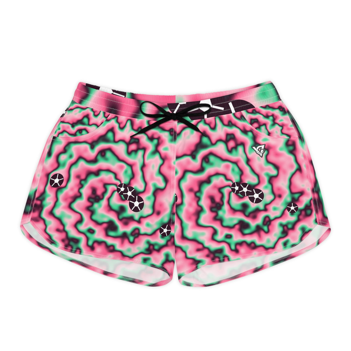 Soccer Flamingo Fizz Tie-Dye Spin Women's Athletic Shorts with Pockets