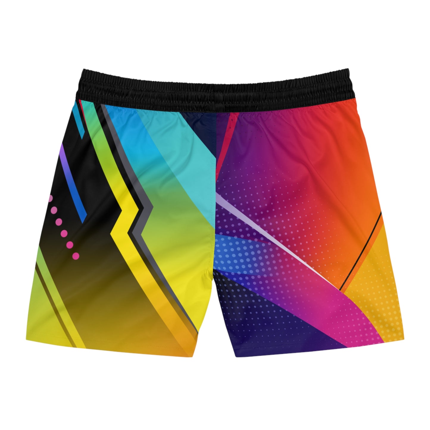 Men's Abstract Neon Athletic Jogger Shorts Colorful Geometric AOP - No Pockets