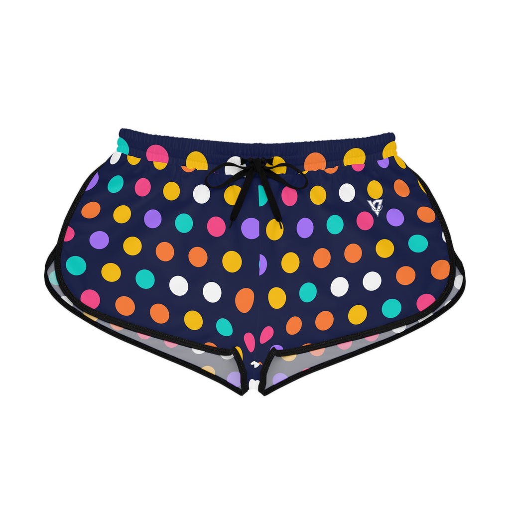 Women's Polka Pop Relaxed Shorts – Colorful All-Over Print Running & Workout Shorts