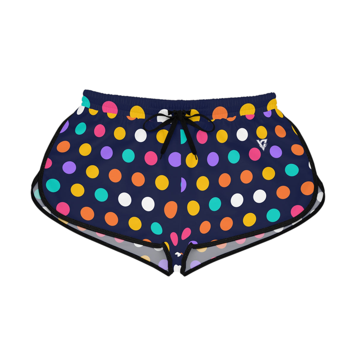 Women's Polka Pop Relaxed Shorts – Colorful All-Over Print Running & Workout Shorts
