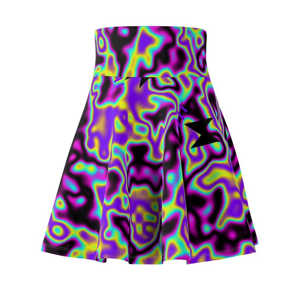 Running Midnight Neon Marble Flow Women's Athletic Skater Skirt
