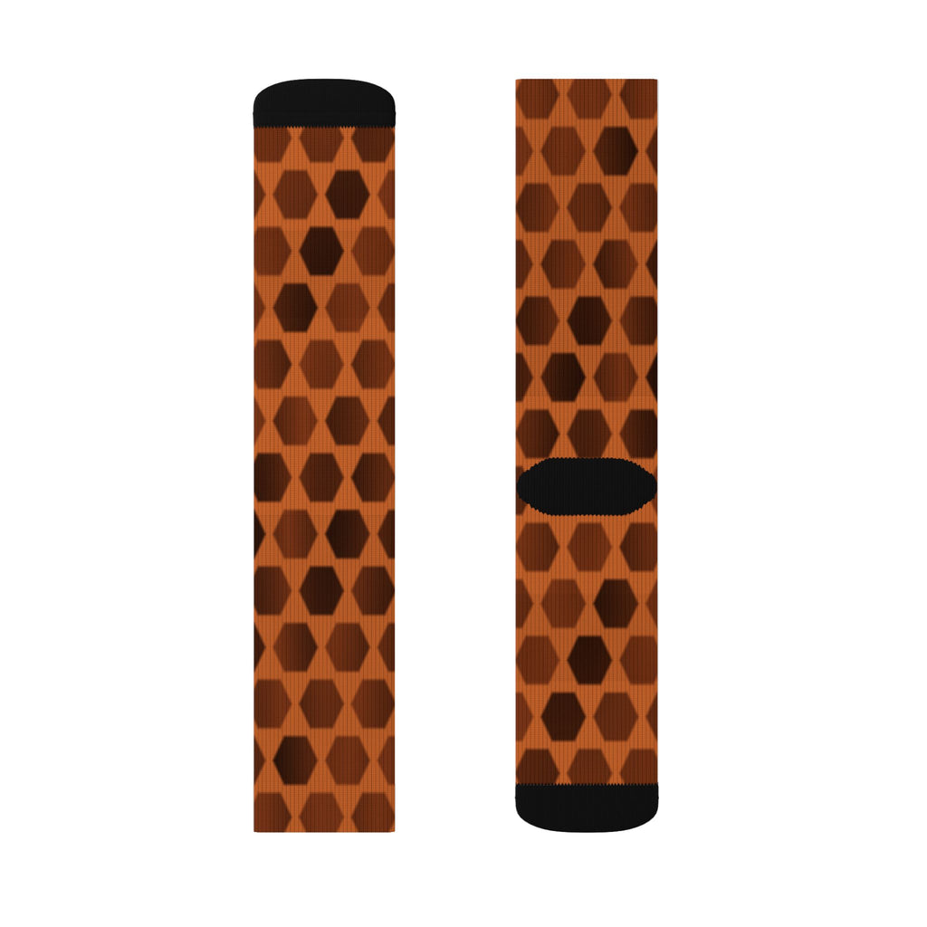 Cinnamon Hex Grid Athletic Crew Socks