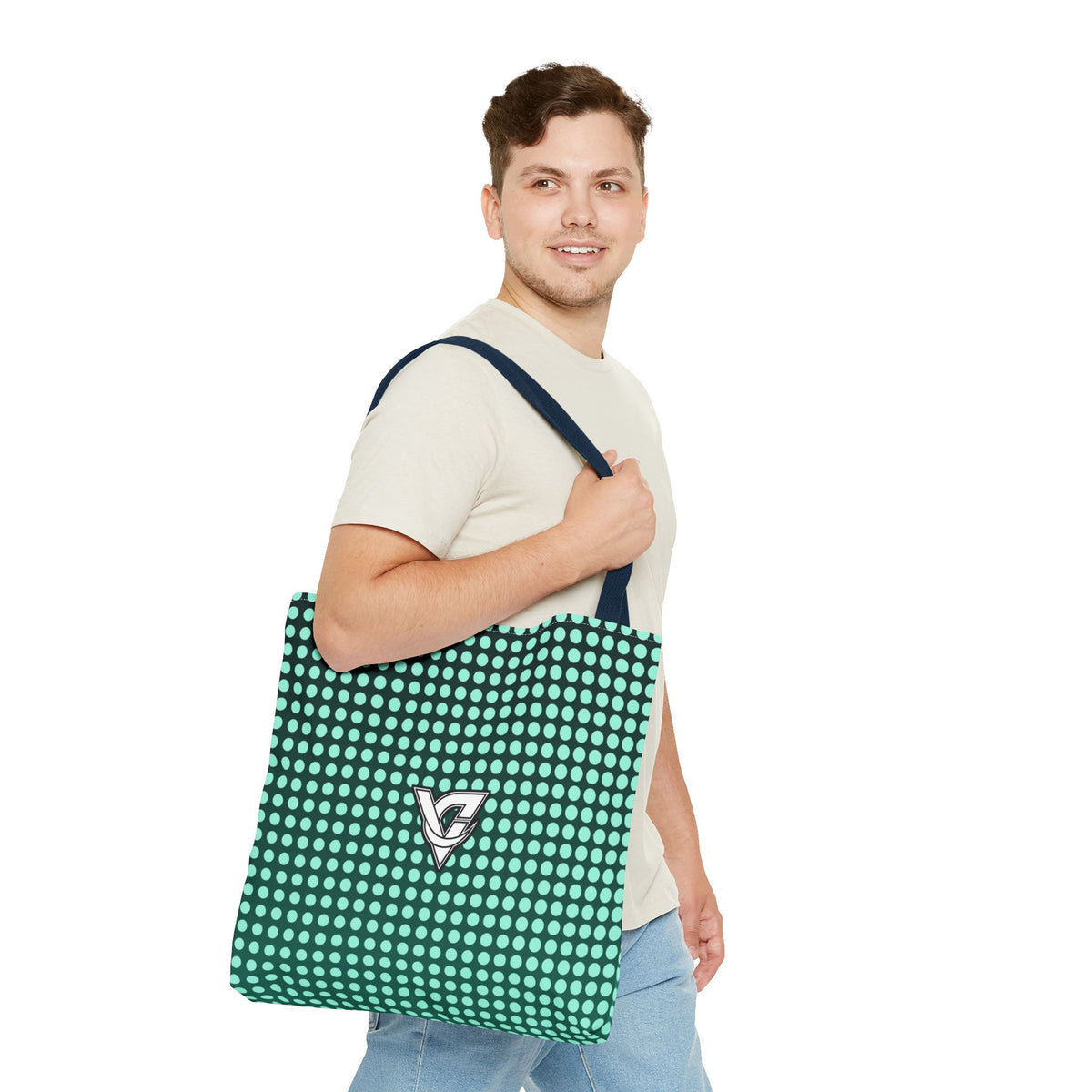 Mint Halftone Tote Bag — All-Over Print Gym & Everyday Tote